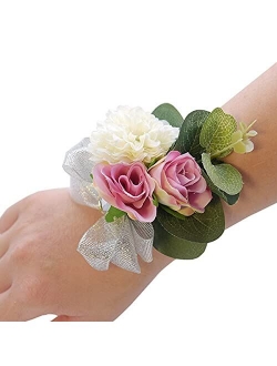 Skydume Snadulor 1 Pcs Small Fresh Artificial Flower Wrist Flower Corsage,Used for Outdoor Wedding,Wedding Anniversary,Party(Blue)