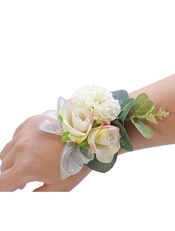 Skydume Snadulor 1 Pcs Small Fresh Artificial Flower Wrist Flower Corsage,Used for Outdoor Wedding,Wedding Anniversary,Party(Blue)