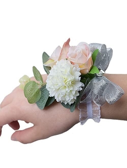 Skydume Snadulor 1 Pcs Small Fresh Artificial Flower Wrist Flower Corsage,Used for Outdoor Wedding,Wedding Anniversary,Party(Blue)