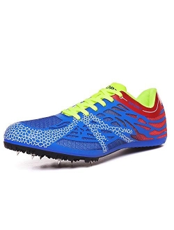 Track Spikes Shoes Mens Womens Mesh Track and Field Athletics Sneakers Boys Girls Training Sprint Racing Track Shoes with Spikes