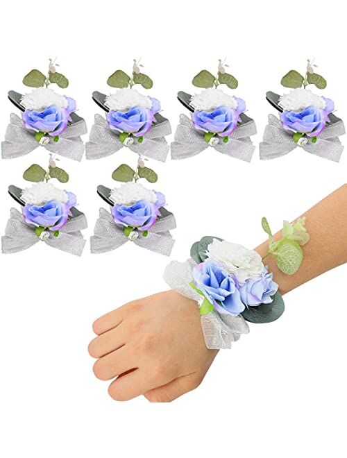 Campsis Bridesmaid Handflowers White Corsage Flower Wrist Flowers Corsage Bracelet Wedding Decor Lace Handstrap Bridal Bride Girls Lady Accessories for Ceremony Dinner Pa