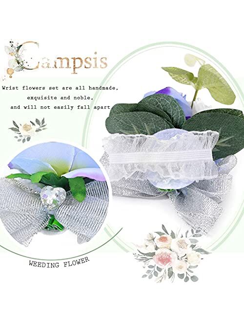 Campsis Bridesmaid Handflowers White Corsage Flower Wrist Flowers Corsage Bracelet Wedding Decor Lace Handstrap Bridal Bride Girls Lady Accessories for Ceremony Dinner Pa