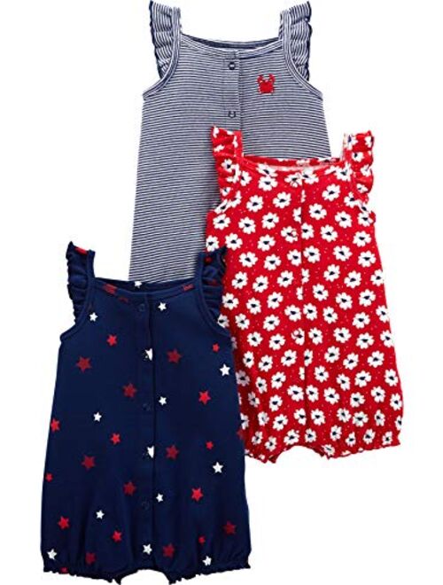 Simple Joys by Carter's Toddler and Baby Girls' Snap-up Rompers, Pack of 3