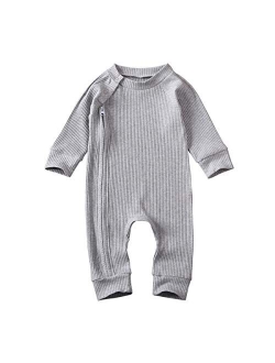 Ciycuit Newborn Baby Boy Girl Romper Clothes Infant Solid Ribbed Onesie Bodysuit Jumpsuit Outfits