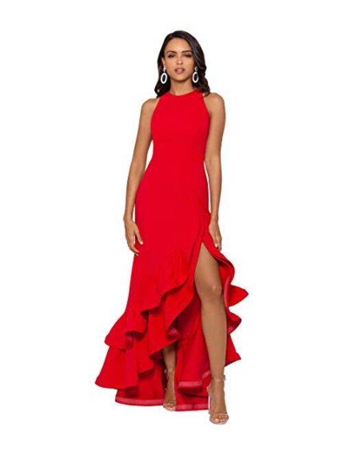 Betsy & Adam Tiered Ruffles Scuba Crepe Gown