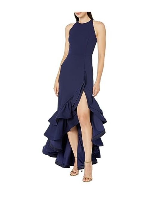 Betsy & Adam Tiered Ruffles Scuba Crepe Gown