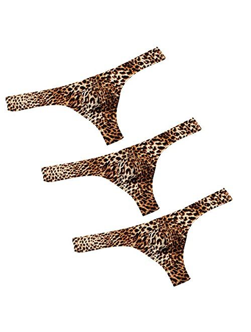 3 Pack MuscleMate Men's Leopard Thong Underwear, Men's Thong G-String Underwear Leopard 3 Pack.