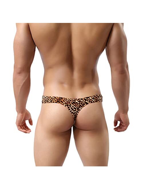 3 Pack MuscleMate Men's Leopard Thong Underwear, Men's Thong G-String Underwear Leopard 3 Pack.