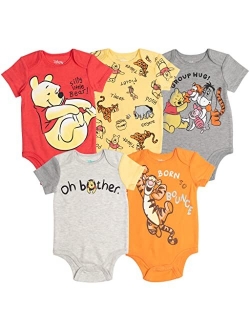 5 Pack Short Sleeve Bodysuit: Mickey Mouse Lion King Pixar & Winnie the Pooh