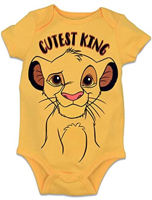 Disney 5 Pack Short Sleeve Bodysuit: Mickey Mouse Lion King Pixar & Winnie the Pooh