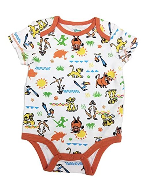 Disney 5 Pack Short Sleeve Bodysuit: Mickey Mouse Lion King Pixar & Winnie the Pooh