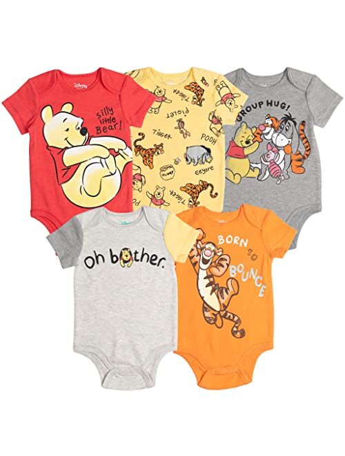 Disney 5 Pack Short Sleeve Bodysuit: Mickey Mouse Lion King Pixar & Winnie the Pooh