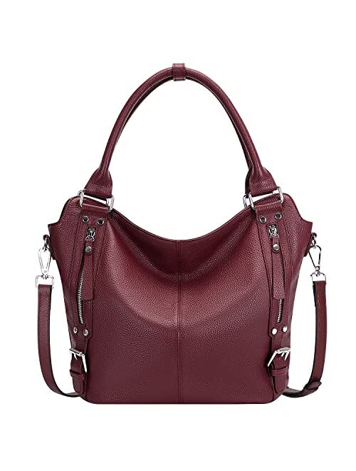 OVER EARTH Genuine Leather Handbags for Women Hobo Shoulder Bag Ladies Leather Tote Bag