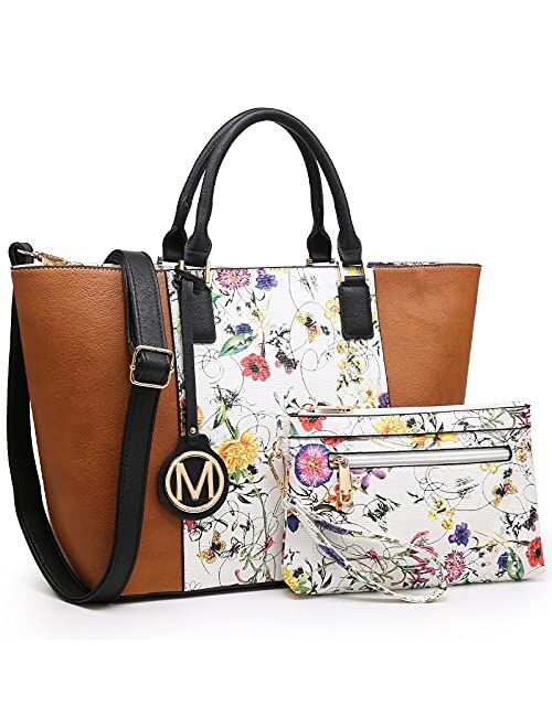 Mkp Collection MKP Women Large Tote Bags Top Handle Satchel Handbags Purses Shoulder Bag Work Bags Set 2pcs