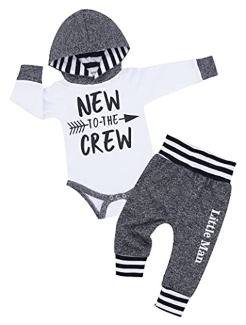 Fommy Newborn Baby Boy Clothes Plaid Letter Print Long Sleeve Hoodies + Long Pants 2PCS Fall Winter Outfits Set