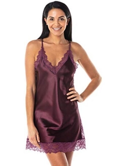 Lingerie Satin Lace Chemise Nightgown Full Slip Sleepwear Nightwear