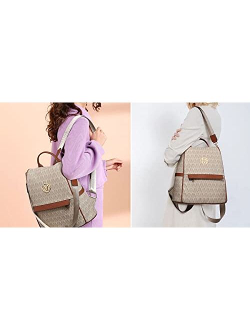 Mkp Collection MKP Women Backpack Purse Fashion PU Leather Anti-theft Rucksack Lightweight Ladies Casual Travel School Shoulder Bag 2Pcs