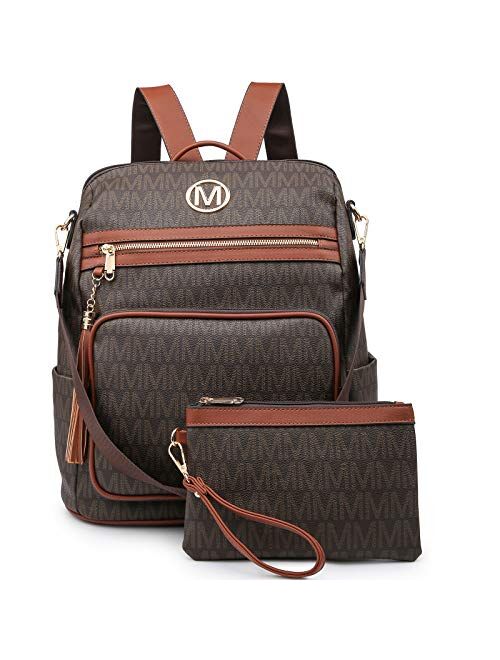 Mkp Collection MKP Women Fashion Backpack Purse PU Leather Convertible Large Ladies Rucksack Travel Shoulder Bags Handbag with Wristlet and Tassel Decor (Black)