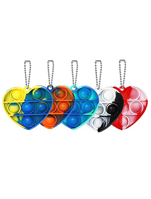 Leencum 5Pcs Mini Simple Fidget Toy Stress Relief Hand Toys Keychain Toy Bubble Wrap Pop Anxiety Stress Reliever Office Desk Toy