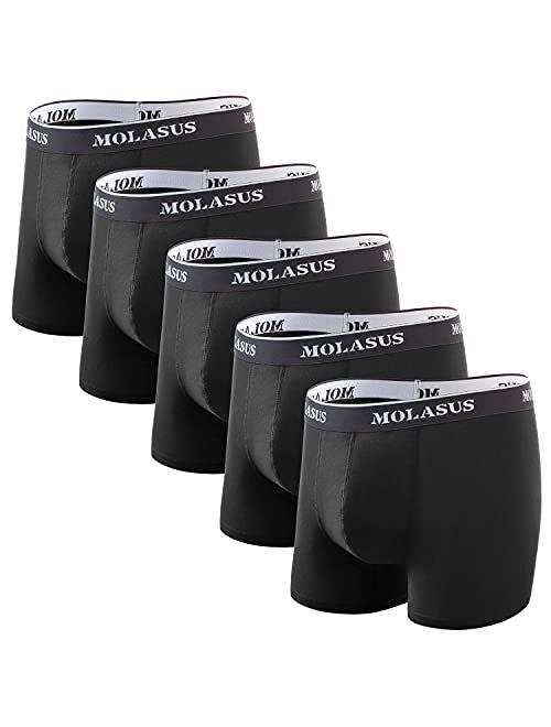 Molasus Mens Cotton Stretch Trunks Underwear No Fly Tagless Underpants Pack of 5