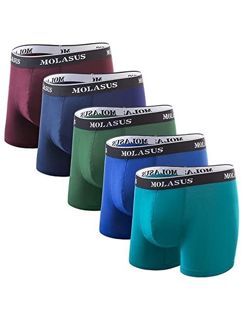 Molasus Mens Cotton Stretch Trunks Underwear No Fly Tagless Underpants Pack of 5