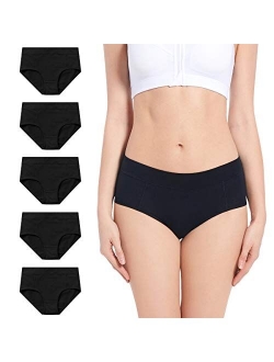 Women's Soft Cotton Briefs Ladies Mid-High Waisted Full Coverage Panties (Regular & Plus Size)