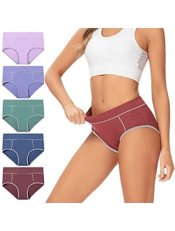 Women's Soft Cotton Briefs Ladies Mid-High Waisted Full Coverage Panties (Regular & Plus Size)