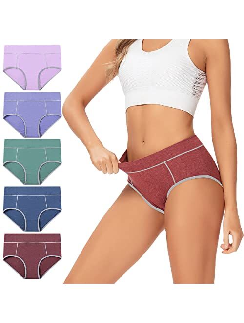 Molasus Women's Soft Cotton Briefs Ladies Mid-High Waisted Full Coverage Panties (Regular & Plus Size)