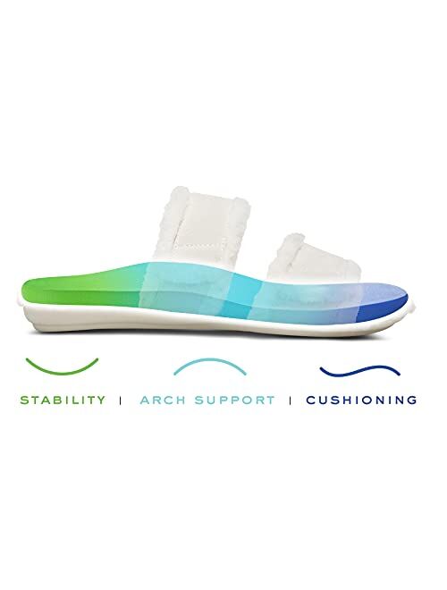 Vionic Chakra Faith Women's Fuzzy Slide Slipper - Comfortable Cozy Open Toe Slippers That Include Three-Zone Comfort with Orthotic Insole Arch Support, Medium Fit Sizes 5