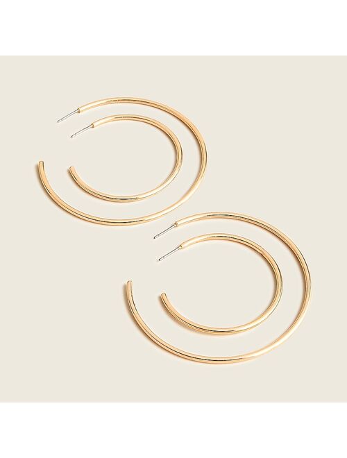 J.Crew Thin hoop set of two earring pairs