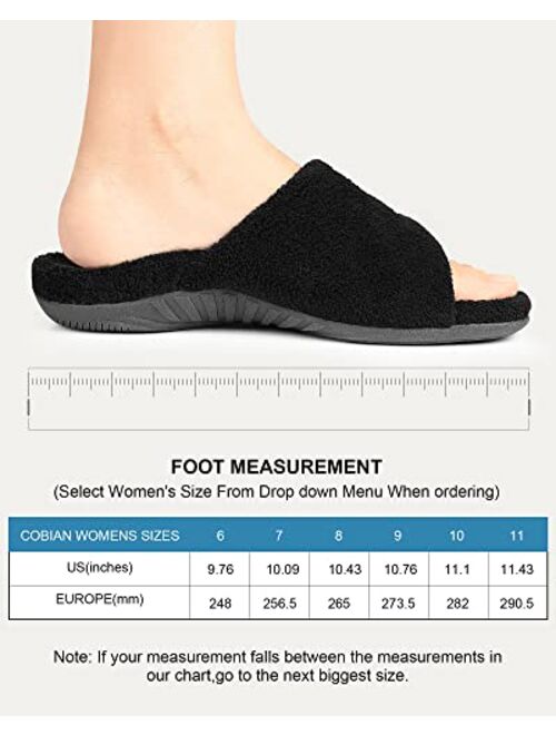 Walk·Hero Comfort And Support Plush Fuzzy Slippers Arch Support Womens Cozy Open Toe Heel Cup House Shoes Soft Anti-Slip Slip On Breathable