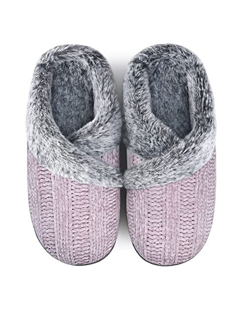 Homitem House Slippers for Women Indoor and Outdoor Fuzzy Slippers with Arch Support Fluffy Slippers with Memory Foam Winter Bedroom Warm Slippers House Shoes for Womens 