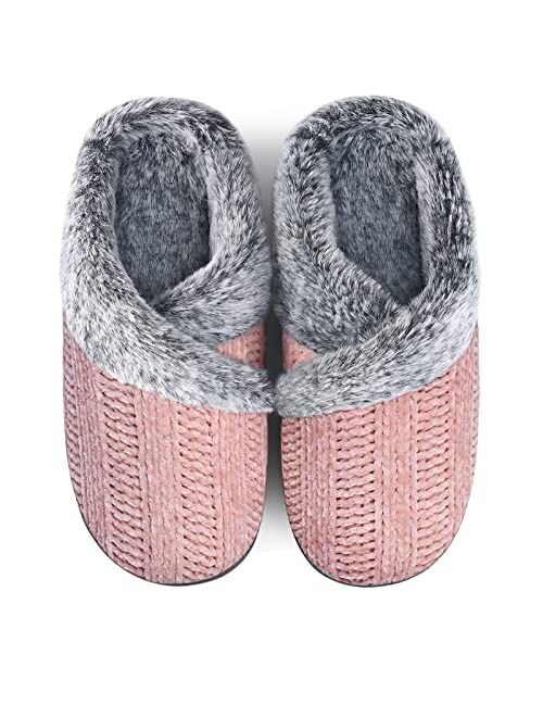 Homitem House Slippers for Women Indoor and Outdoor Fuzzy Slippers with Arch Support Fluffy Slippers with Memory Foam Winter Bedroom Warm Slippers House Shoes for Womens 