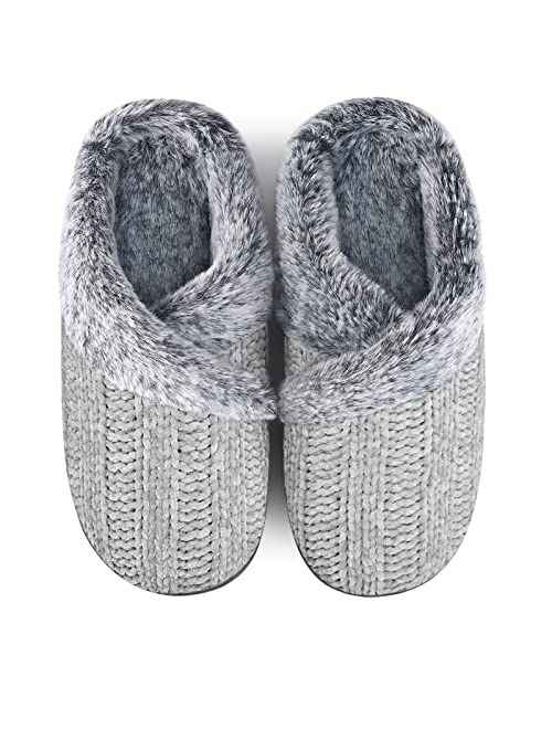 Homitem House Slippers for Women Indoor and Outdoor Fuzzy Slippers with Arch Support Fluffy Slippers with Memory Foam Winter Bedroom Warm Slippers House Shoes for Womens 