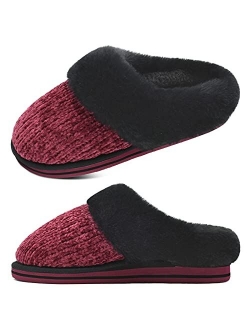 jiajiale Womens Fluffy Double Memory Foam Slippers Ladies Cozy Fuzzy Faux Fur Slip on Warm House Shoes with Arch Support Indoor Outdoor Non Slip Hard Sole