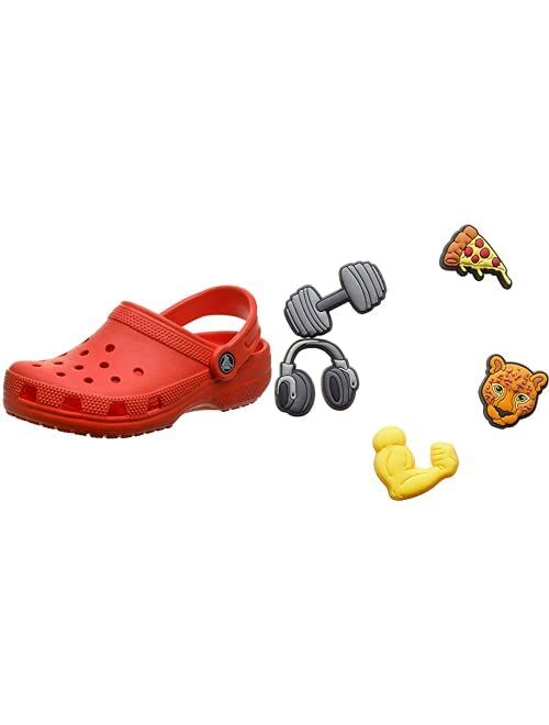 Crocs Mens and Womens Classic Clog w/Jibbitz Charms Sports 5-Packs