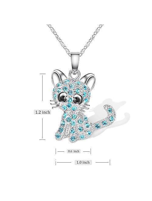 Shonyin Cat Pendant Necklace Jewelry Gifts for Women Teen Little Girls, Chian 18+2.4 inches