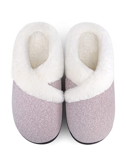 Homitem House Slippers for Women Indoor and Outdoor Fuzzy Slippers Women with Memory Foam Bedroom Warm Fluffy Slippers for Women With Arch Support