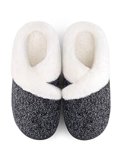 Homitem House Slippers for Women Indoor and Outdoor Fuzzy Slippers Women with Memory Foam Bedroom Warm Fluffy Slippers for Women With Arch Support