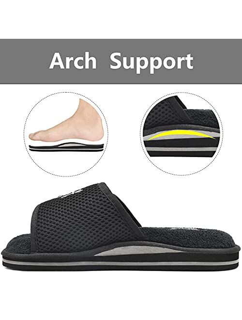 KuaiLu Womens Cozy Memory Form Slippers Ladies Casual Open Toe House Shoes Adjustable Strap Fuzzy Slides With Comfort Arch Support Size 5~11