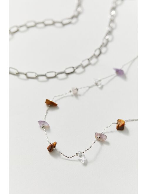 Urban Outfitters Genuine Stone And Chain Necklace Set