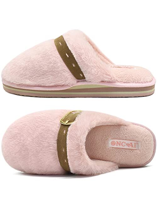 ONCAI Women Fuzzy Slippers Women's Cozy Momory Foam Slipper Fluffy Bedroom House Slippers For Women