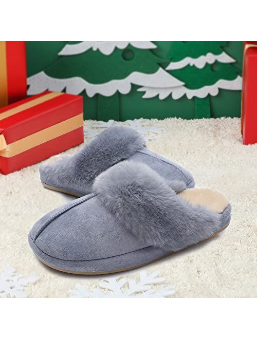 CORIFEI Fluffy Slippers for Women with Arch Support, Warm Winter House Shoes