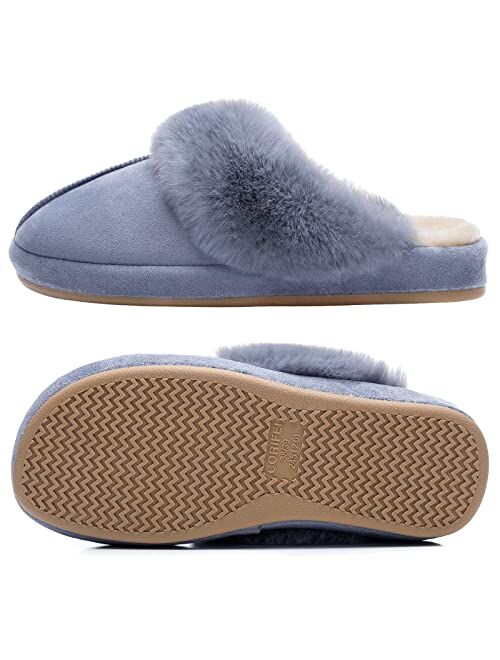 CORIFEI Fluffy Slippers for Women with Arch Support, Warm Winter House Shoes