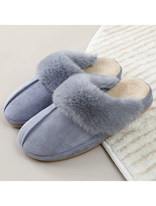 CORIFEI Fluffy Slippers for Women with Arch Support, Warm Winter House Shoes