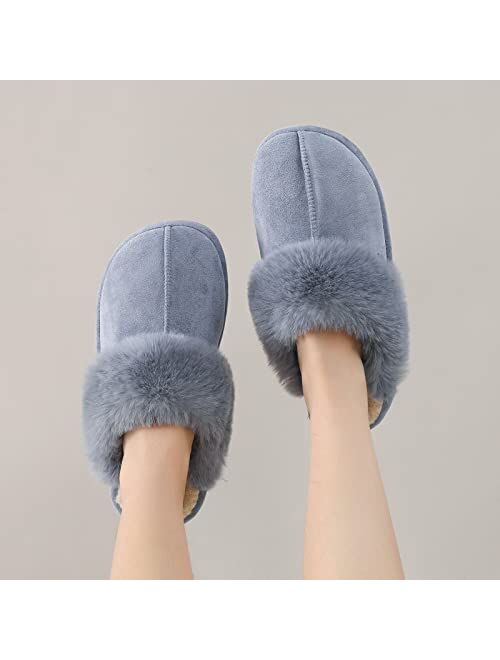 CORIFEI Fluffy Slippers for Women with Arch Support, Warm Winter House Shoes