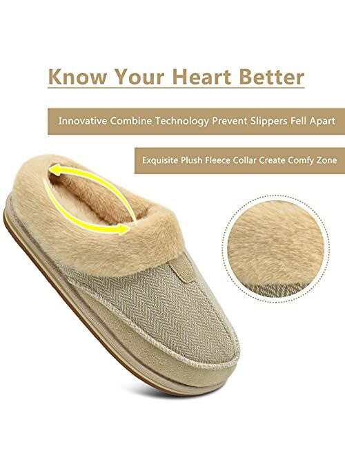 COFACE Womens Fuzzy Memory Foam Elegant Moccasin Slippers Fluffy Cozy Faux Fur Warm Winter Ladies Bedroom Slippers with Comfy Arch Support House Shoes Non-Slip Hard Sole 