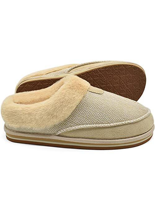 COFACE Womens Fuzzy Memory Foam Elegant Moccasin Slippers Fluffy Cozy Faux Fur Warm Winter Ladies Bedroom Slippers with Comfy Arch Support House Shoes Non-Slip Hard Sole 