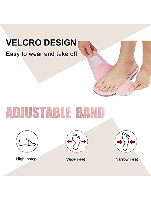 Athlefit Women's Fuzzy House Slippers with Arch Support Comfortable Adjustable Orthopedic Slippers Orthotic Slide Sandals