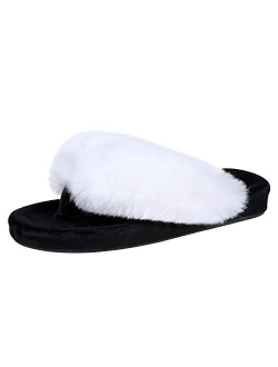 Shevalues Memory Foam Flip Flop Slippers for Women Arch Support Faux Fur Orthopedic Thong Slippers